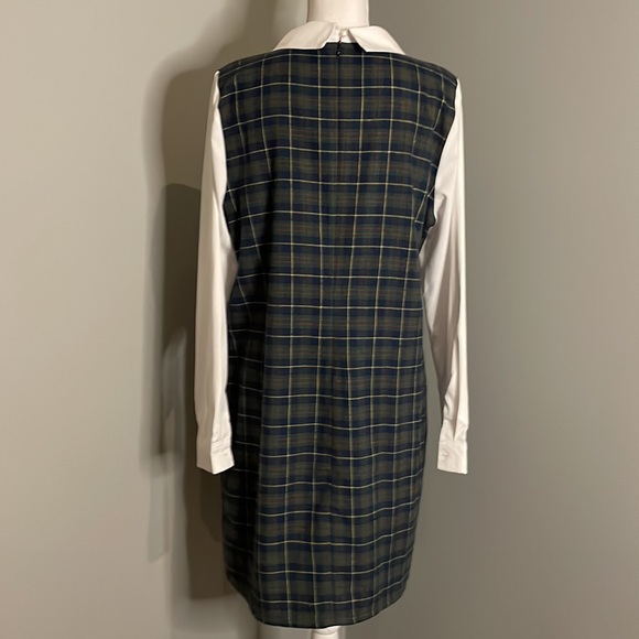 ALLEGRA K LONG SLEEVE PETER PAN COLOR GREEN/BLUE PLAID DRESS - Picture 5 of 13